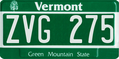 VT license plate ZVG275