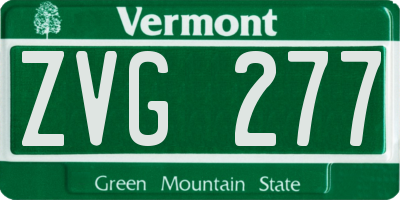 VT license plate ZVG277