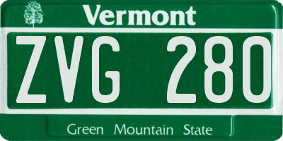VT license plate ZVG280