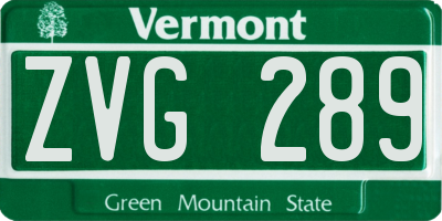 VT license plate ZVG289