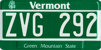 VT license plate ZVG292