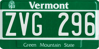 VT license plate ZVG296