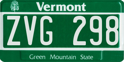VT license plate ZVG298