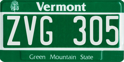 VT license plate ZVG305