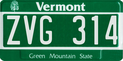 VT license plate ZVG314
