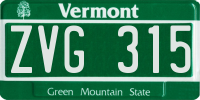 VT license plate ZVG315