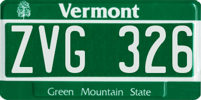 VT license plate ZVG326