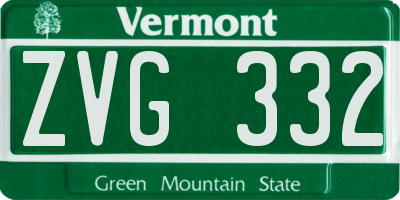 VT license plate ZVG332