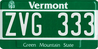 VT license plate ZVG333