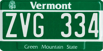 VT license plate ZVG334
