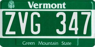 VT license plate ZVG347