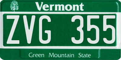 VT license plate ZVG355
