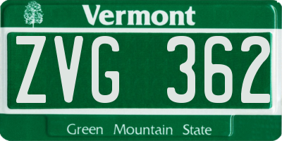 VT license plate ZVG362