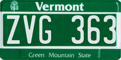 VT license plate ZVG363