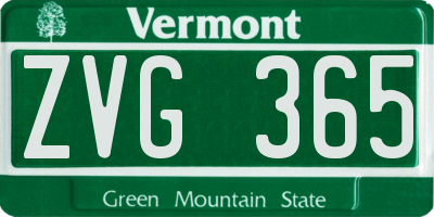 VT license plate ZVG365