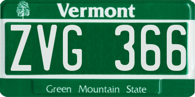 VT license plate ZVG366