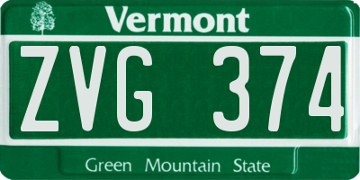 VT license plate ZVG374