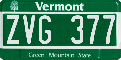 VT license plate ZVG377