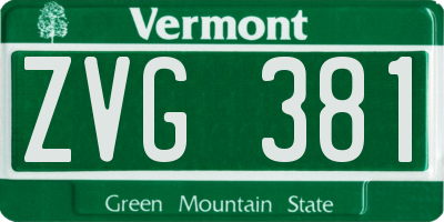 VT license plate ZVG381