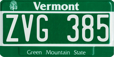 VT license plate ZVG385