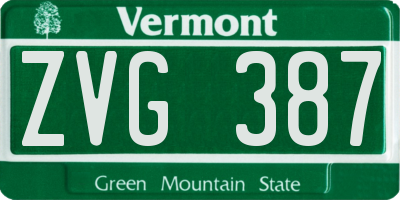 VT license plate ZVG387