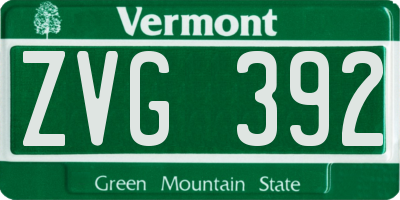 VT license plate ZVG392