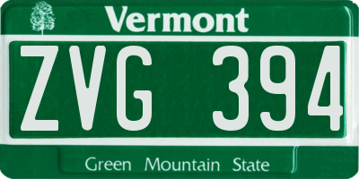 VT license plate ZVG394