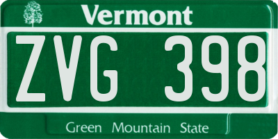VT license plate ZVG398