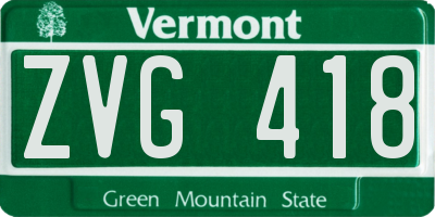 VT license plate ZVG418