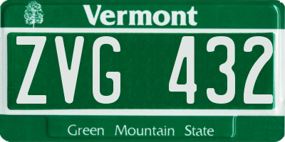 VT license plate ZVG432