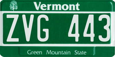 VT license plate ZVG443