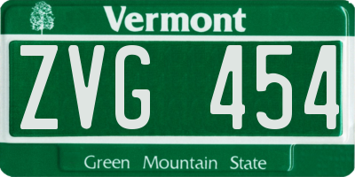 VT license plate ZVG454