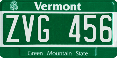 VT license plate ZVG456