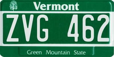 VT license plate ZVG462
