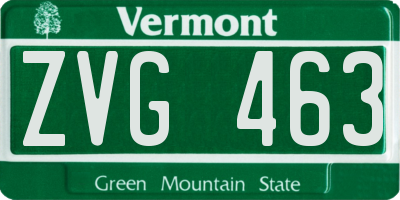 VT license plate ZVG463