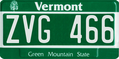 VT license plate ZVG466