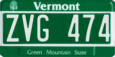 VT license plate ZVG474