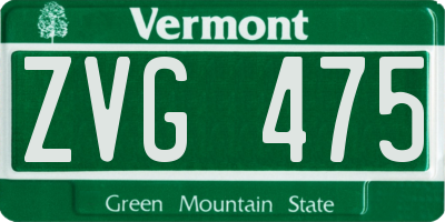 VT license plate ZVG475