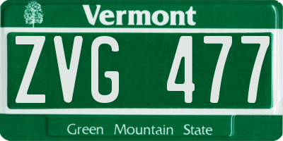 VT license plate ZVG477