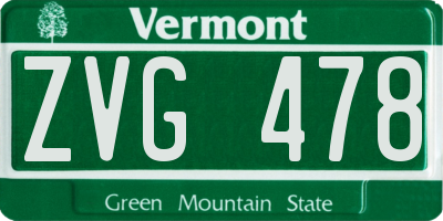 VT license plate ZVG478