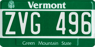 VT license plate ZVG496