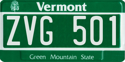 VT license plate ZVG501