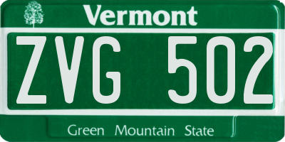 VT license plate ZVG502