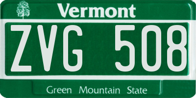 VT license plate ZVG508