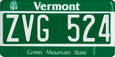 VT license plate ZVG524