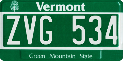 VT license plate ZVG534