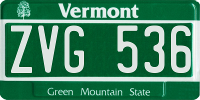VT license plate ZVG536