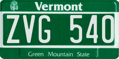 VT license plate ZVG540