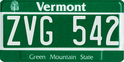 VT license plate ZVG542