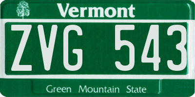 VT license plate ZVG543